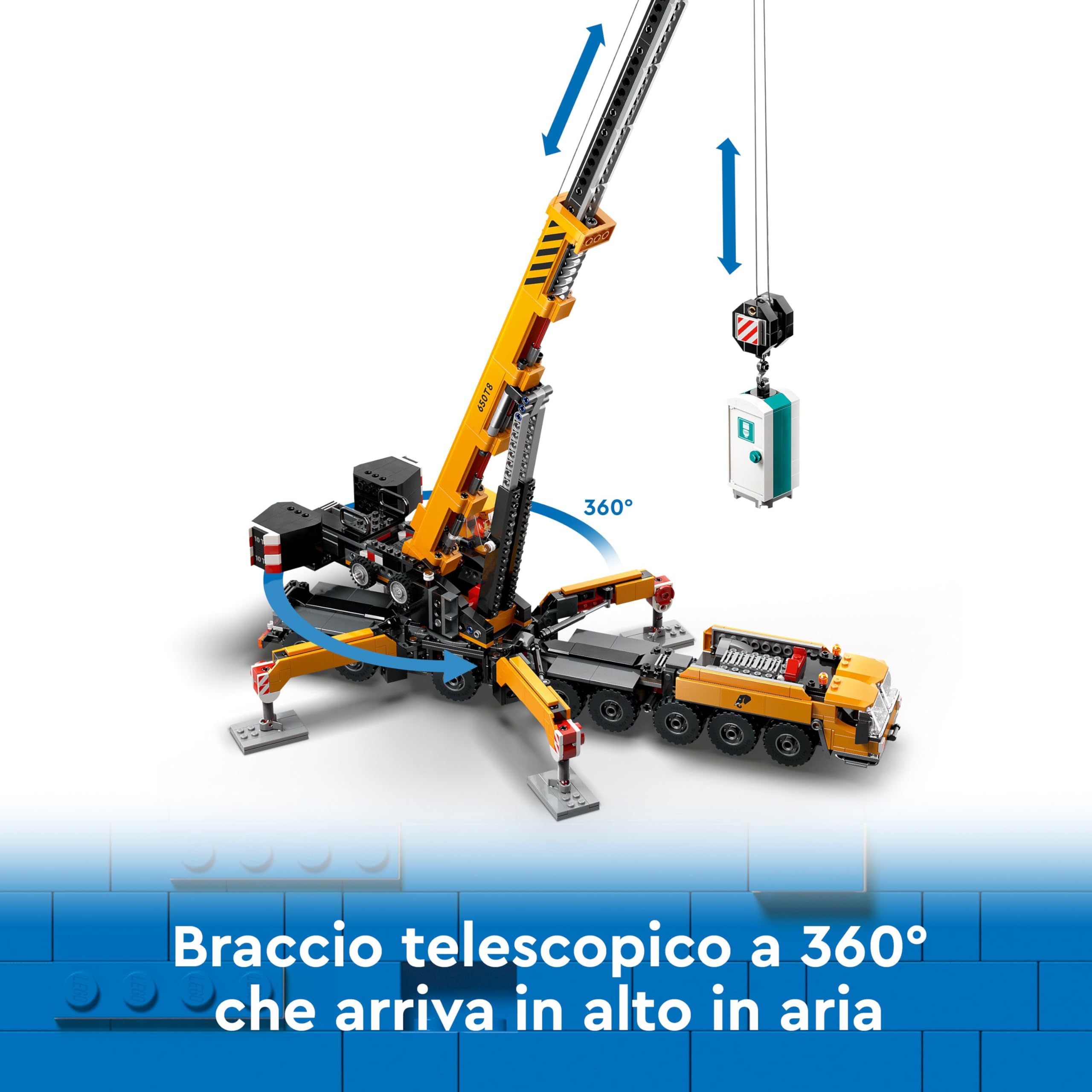 LEGO City Gru da Cantiere Mobile Gialla, Giochi Creativi per Bambini e Bambine da 9 Anni con Veicolo Giocattolo da Cantiere con Funzioni Realistiche e 4 Minifigure, Idea Regalo Divertente 60409