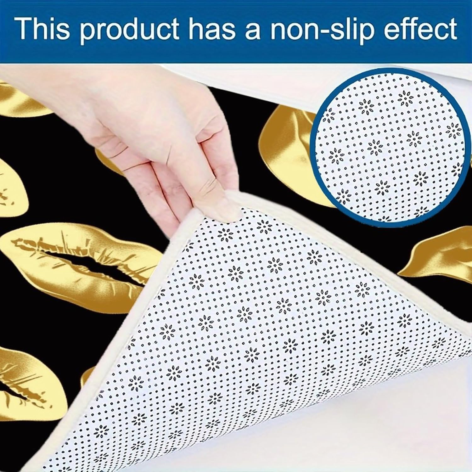 Gold Lips Kitchen Mats with 2PCS Non-Slip Washable,Kitchen Rug Heavy Duty Durable, Floor Mats for Kitchen,Office,Sink,Laundry