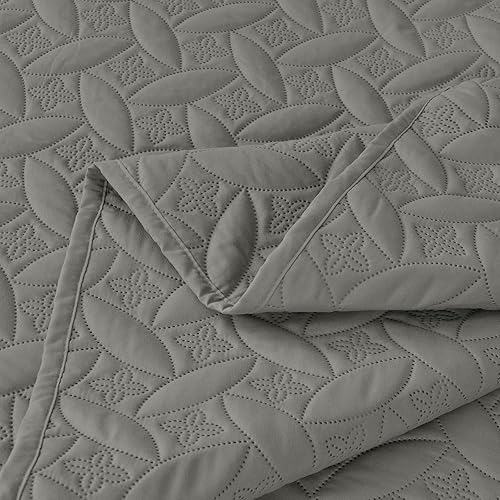 Miniatura 6 de PALAKANA Juego de edredón tamaño King de 3 piezas, colcha ligera y suave de microfibra con patrón floral, juego de ropa de cama para toda la