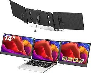 Laptop Screen Extender – 14" Portable Monitor for Laptop, Full HD 1080P IPS Display, USB-C & HDMI, Dual Speakers, 72% Color Gamut, for Work, Travel, Gaming