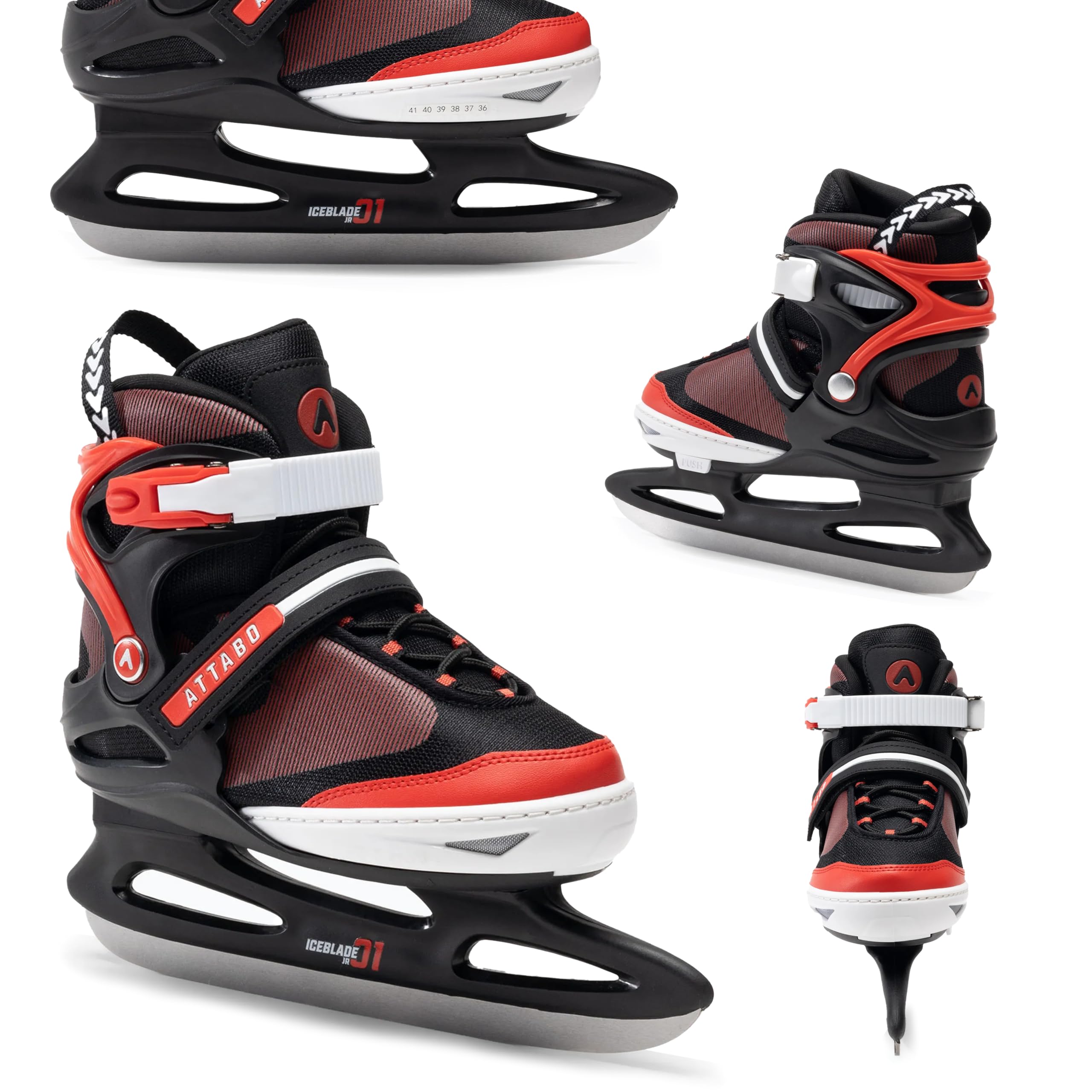 ATTABO Verstellbar Schlittschuhe Kinder und Jugendliche 26-41 EU Eislauf-Schlittschuhe mit 5-stufige Größenverstellung Eislaufschuhe Bequeme warme Eishockey Schlittschuhe mit Edelstahlkufen