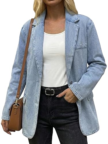 Mina Self 2026 Spring Women's Denim Blazer Jacket - Fashion