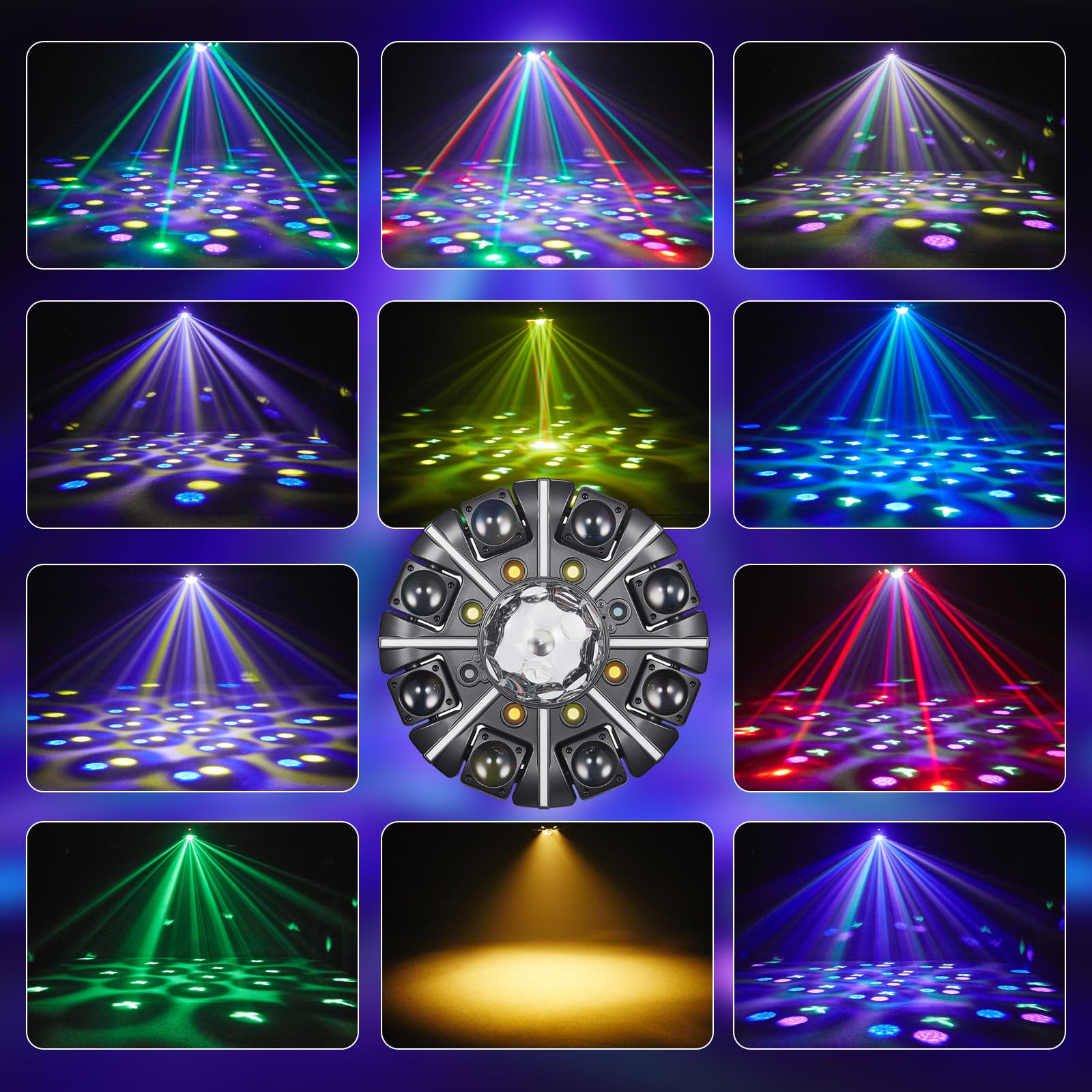 Moving Head Discolicht Partylicht, DMX 512 Effektstrahler,XJGQ08 LED RGB Licht DJ Projektor Musikgesteuert DJ Disco Lichter, Für KTV Familientreffen Hochzeit Geburtstag Halloween