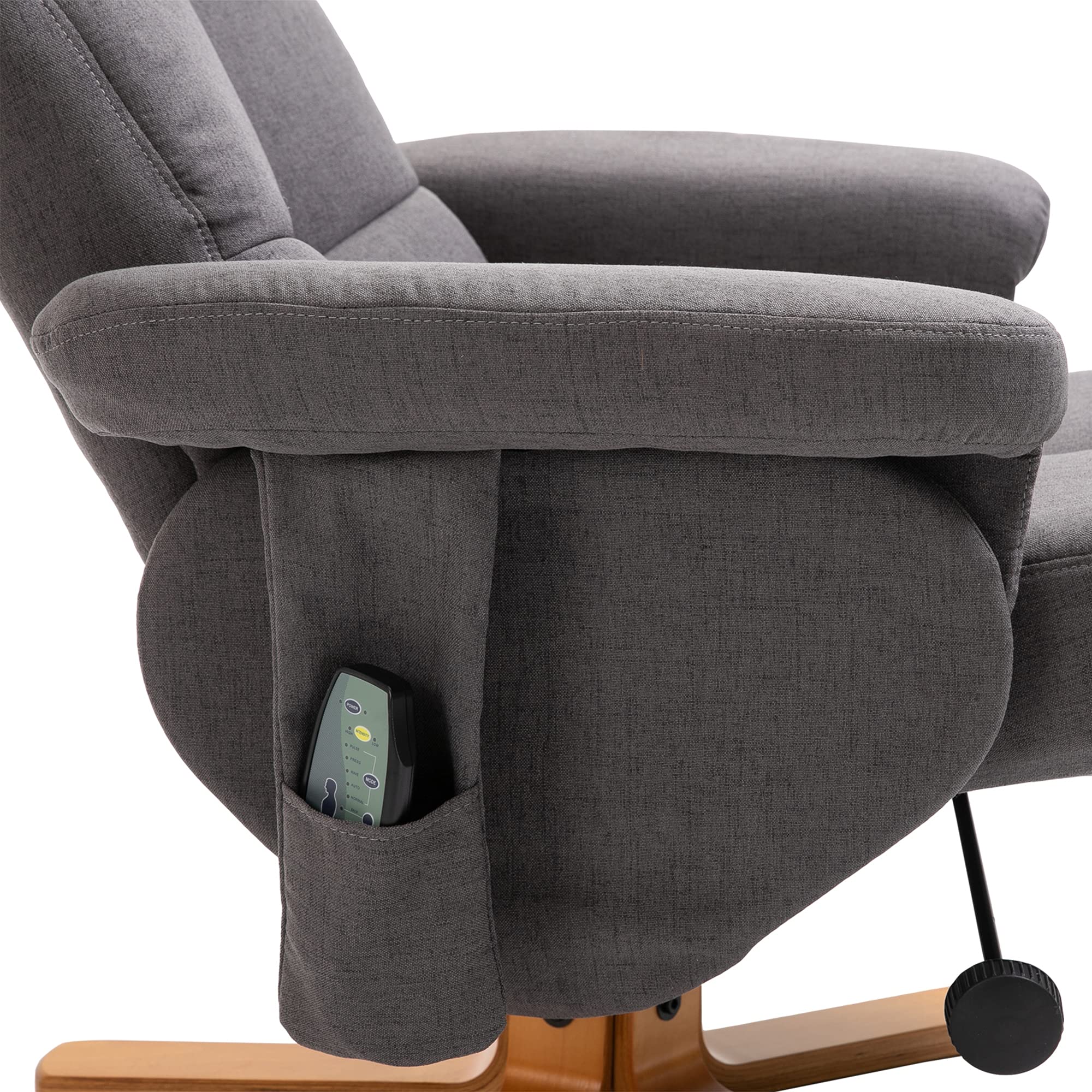HOMCOM Sillón Relax Reclinable con Reposapiés Sillón de Masaje Eléctrico con 10 Puntos de Masaje Función Reclinable Giratorio 360° Mando a Distancia Bolsillo Lateral para Salón Oficina Gris Oscuro