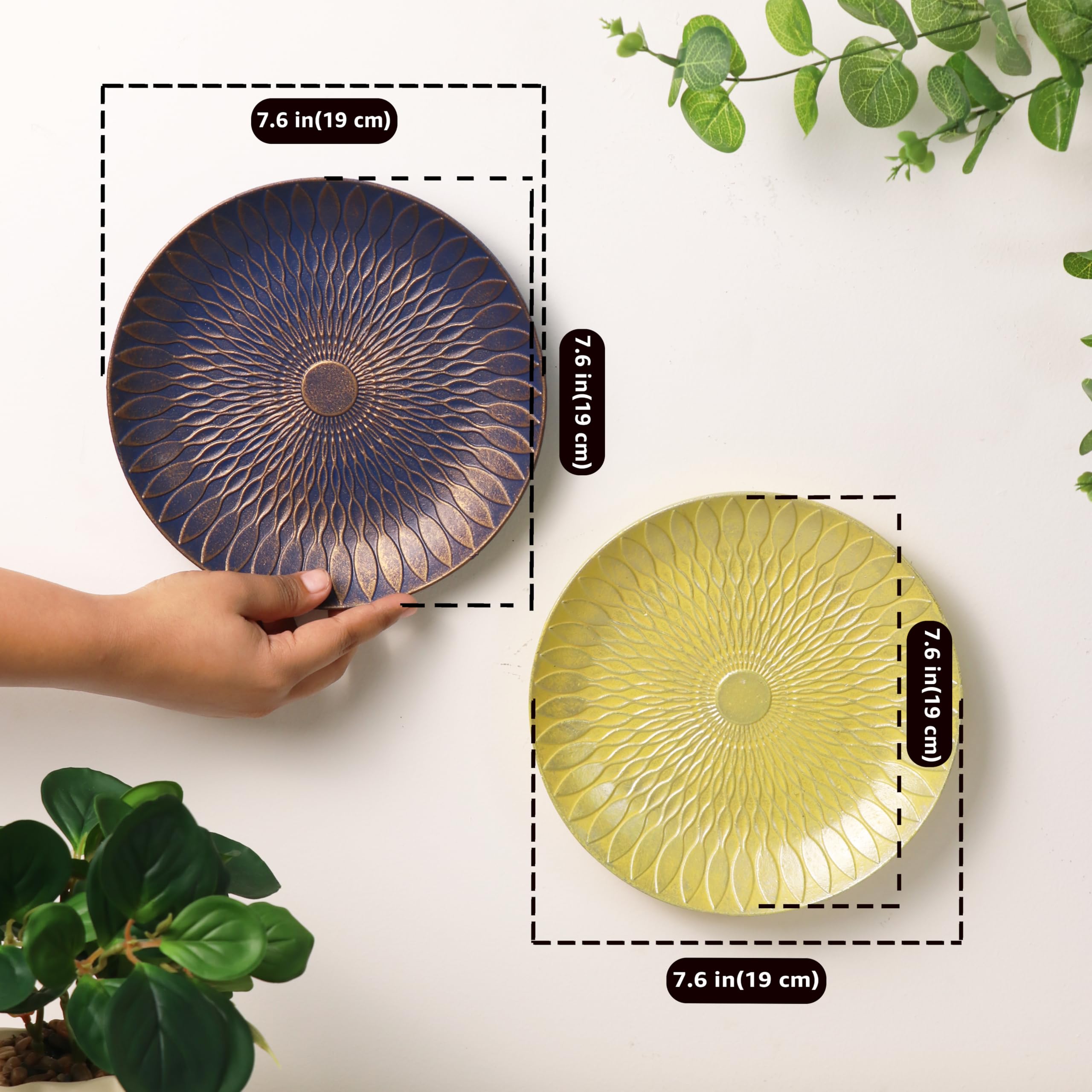 Art Street Decorative Wall Plates - Blue & Yellow -3
