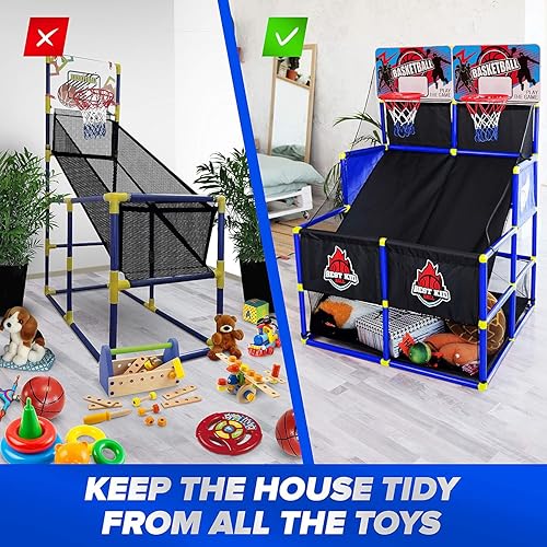 Miniatura 3 de BESTKID BALL Double Shot - Juego de arcade de baloncesto para interiores y exteriores, para niños de 3 a 9 años, regalo de fiesta de cumpleaños para