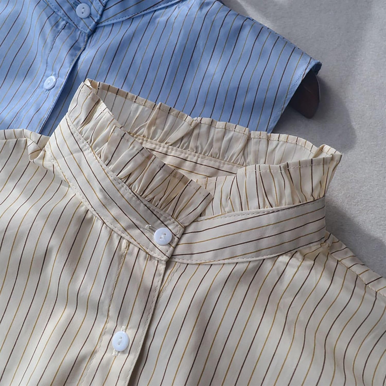 NIDMIDO Women Ruffle Mock Neck Detachable Half Blouse Shirts Fake Collar Dickey Collar Faux False Collar for Girls - Image 2