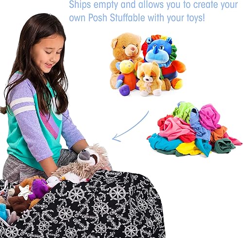 Miniatura 153 de Posh Funda de Silla Puf Rellenable para Almacenamiento de Animales de Peluche para Niños - Organizador de Juguetes Infantiles, Grande-38 - Lona