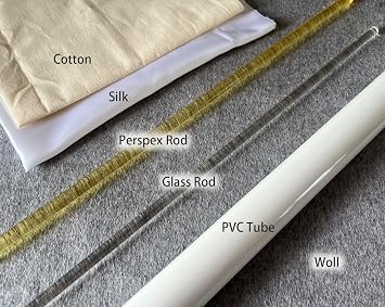 Electrostatic Friction Rod Kit : 3 Cloths, 2 Rods,1PVC Tubes