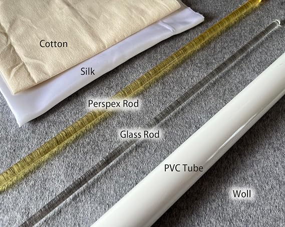 Electrostatic Friction Rod Kit : 3 Cloths, 2 Rods,1PVC Tubes