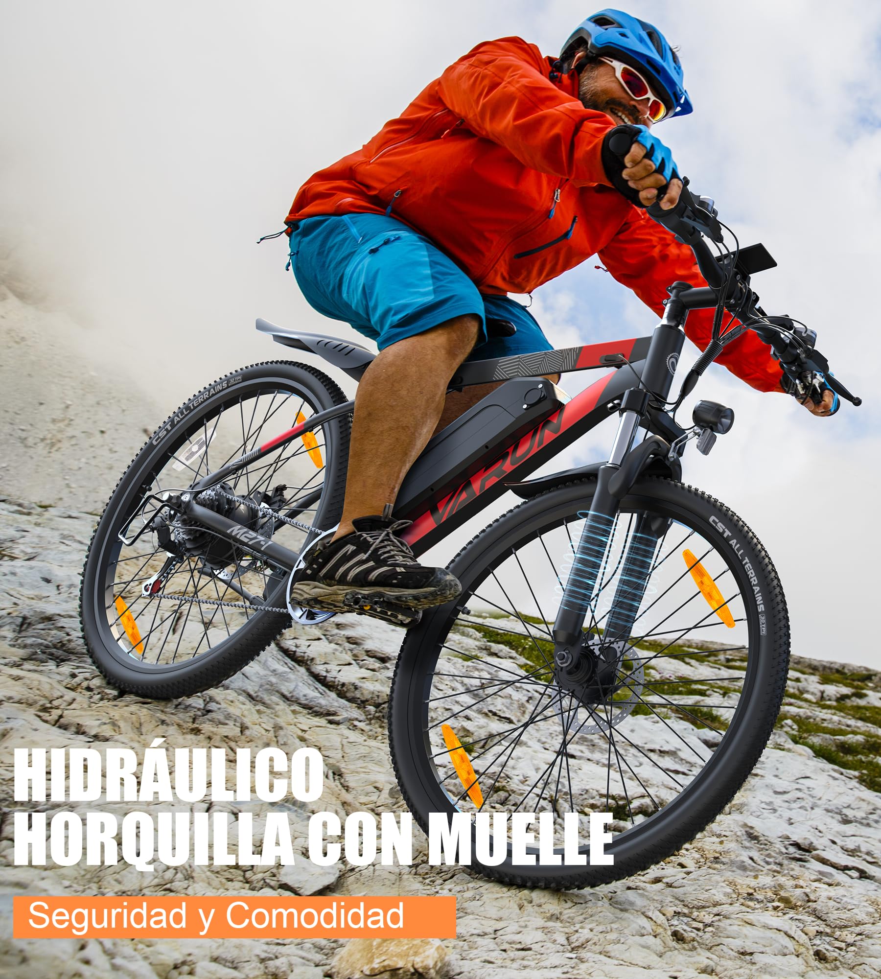 VARUN 27.5" Bicicleta Electrica, 48V 13Ah Batería, Autonomía de 55-100km | Motor 250W, 25km/h, Aluminio, Bici Electrica de 21 Velocidades, E Bike de Hombre/Mujer para Ciudad/Montaña/Grava