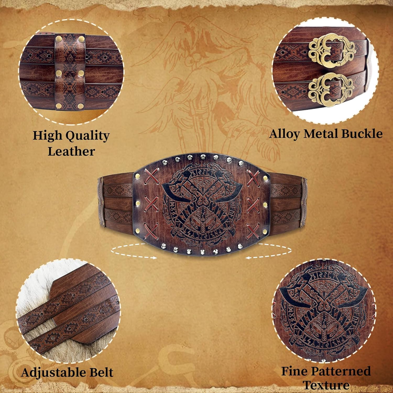 Medieval Viking Wide Belt Faux Leather Armor Knight Corset Belt for LARP Christmas Gifts Costume - Image 3