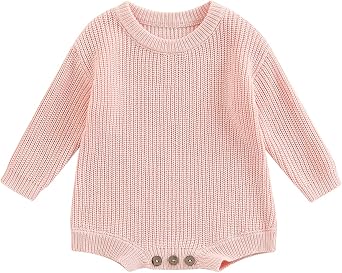 Newborn Baby Boy Girl Sweater Knit Romper Fall Winter Clothes Warm Outfit Solid One Piece Romper Bodysuits Baby Clothes