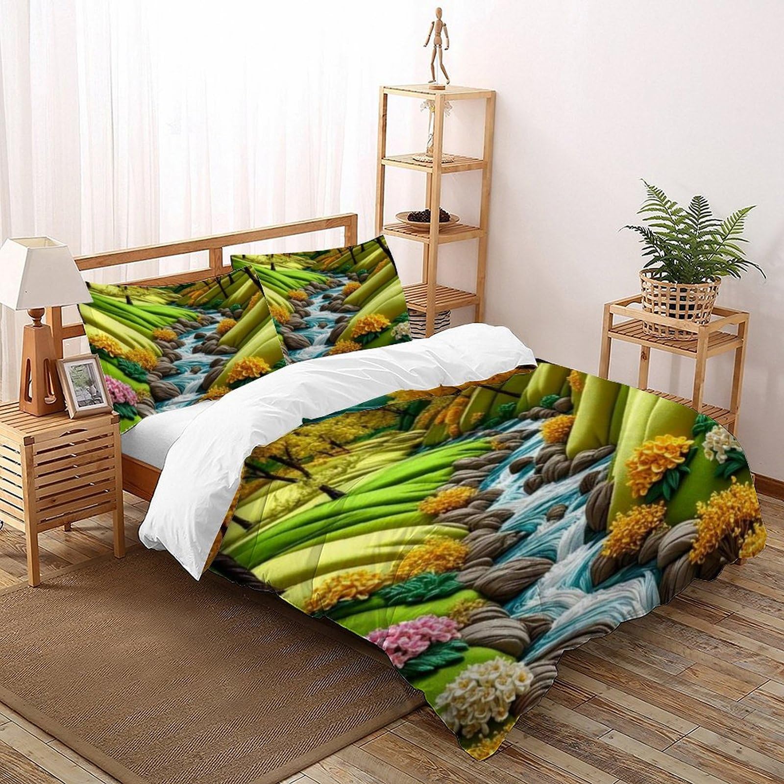 Housse couette 200x200 paysage forestier pour apaiser les nuits agitées des enfants