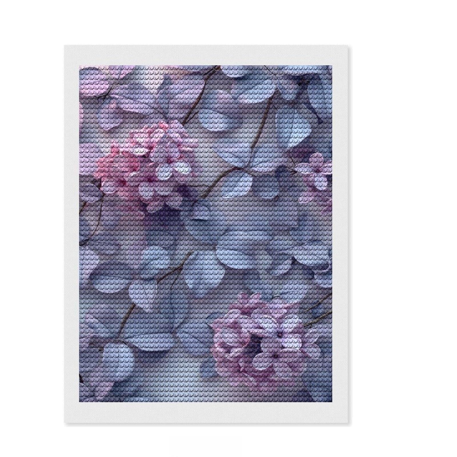 Junmoney Lilac Flowers Vintage Diamond Painting Canvas Set 12"x16", Pleasing Wall Art Project, Creative Leisure Activity, Bedroom Decor