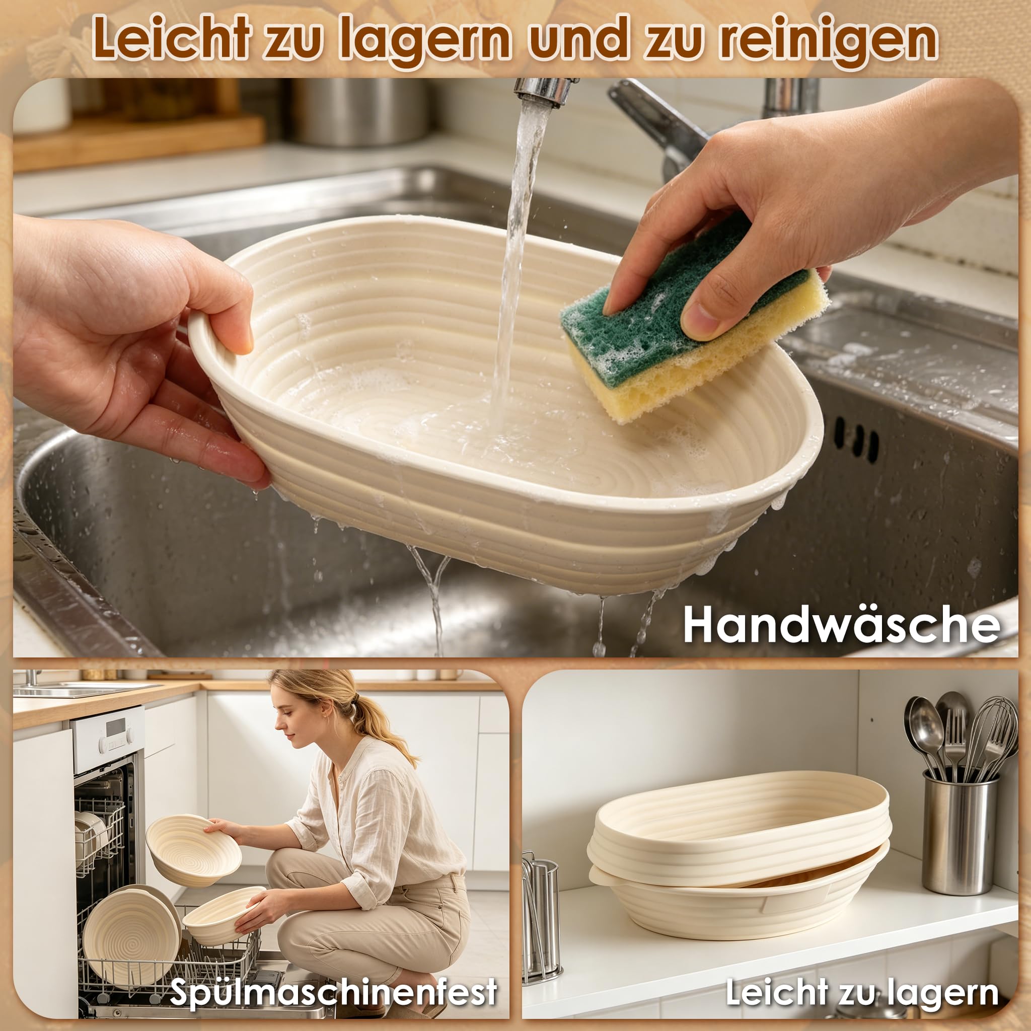 FIVAVA Banneton pour Pain, 10 pouces Ronde et 9 pouces Ovale. Panier à pain pour la cuisson, Banneton à pain pour la maison, Accessoires de cuisson
