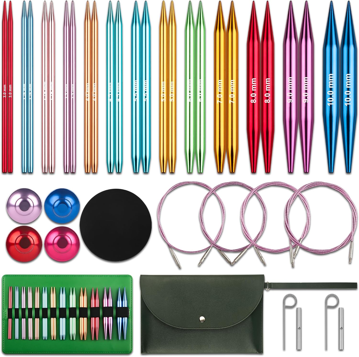 Interchangeable Circular Knitting Needles Set - 13 Pairs | Premium & Accessories | Interchangeable Needles | Circular Knitting Needles for Expert Crafting(Multicolored)