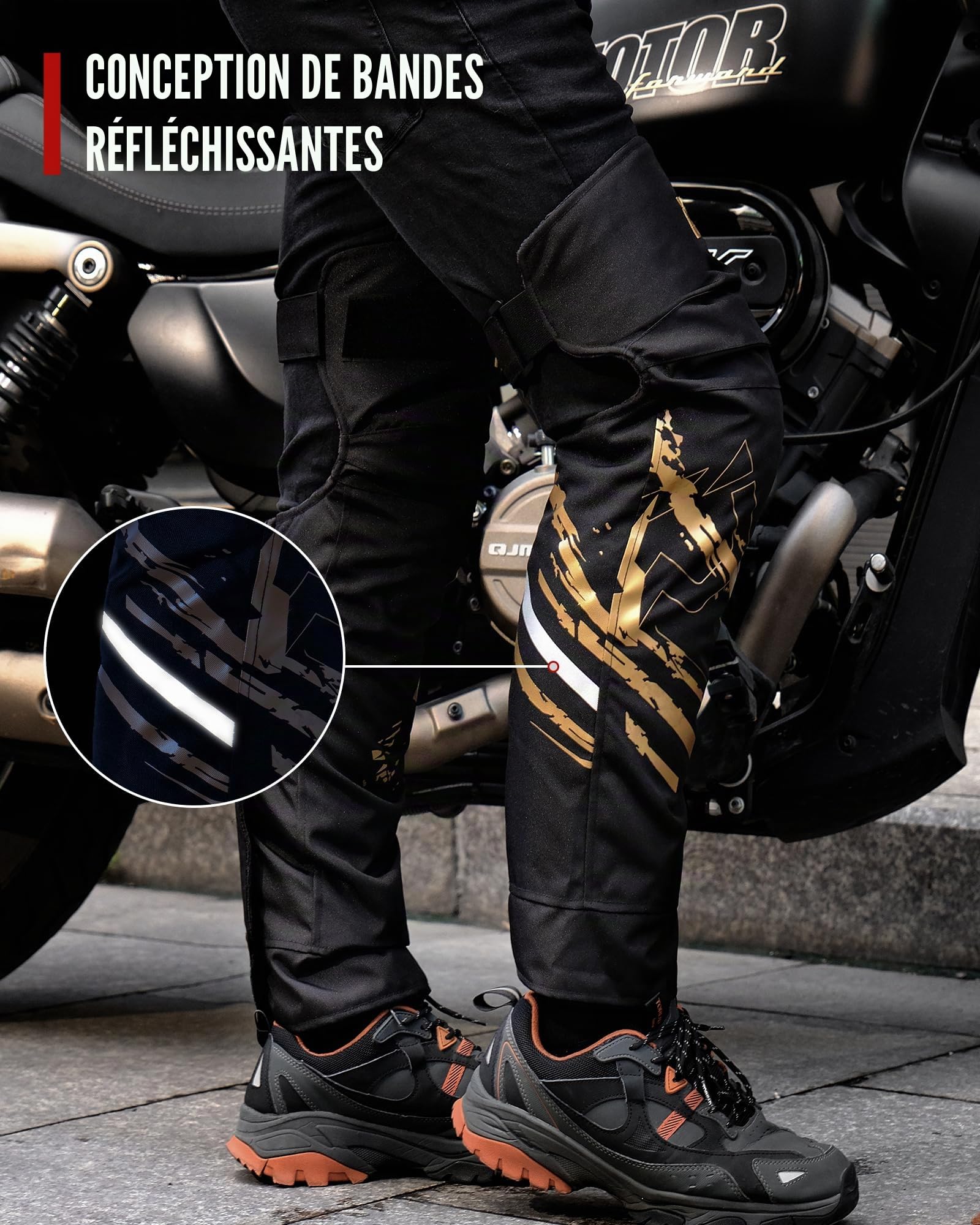 IRON JIA’S Genouillères Moto Hommes Hiver, Equipement de Protection CE2 Amovible, Chaud Imperméable et Coupe-Vent