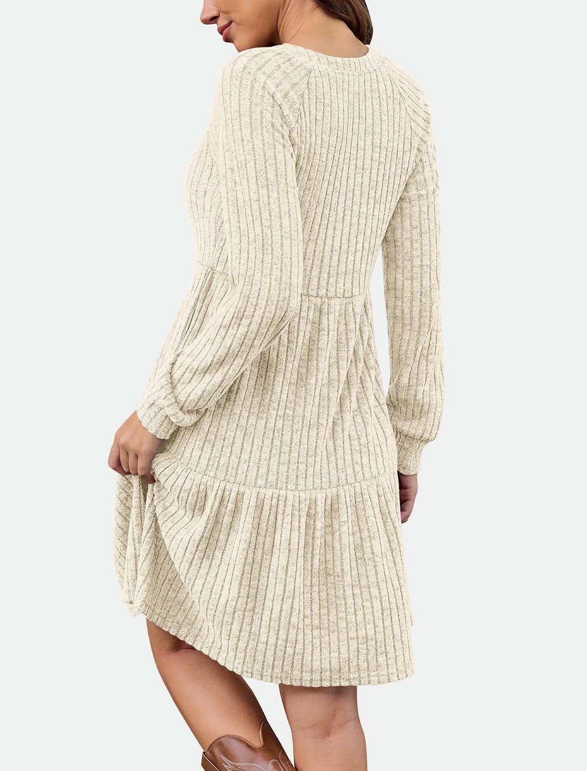 IWD Womens V Neck Long Sleeve Dress with Pockets Casual A-Line Knee Length Fall Knit Sweater Dresses 2025 - Image 4