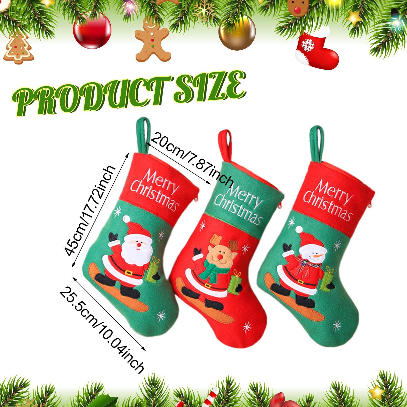 3er Pack Weihnachtsstrümpfe Aus Plüschstrickstoff, Ideal Als Dekoration, Geschenk Oder Zum Aufhängen, Z. B. Am Kamin, Treppenhaus Oder Schlafzimmer, L