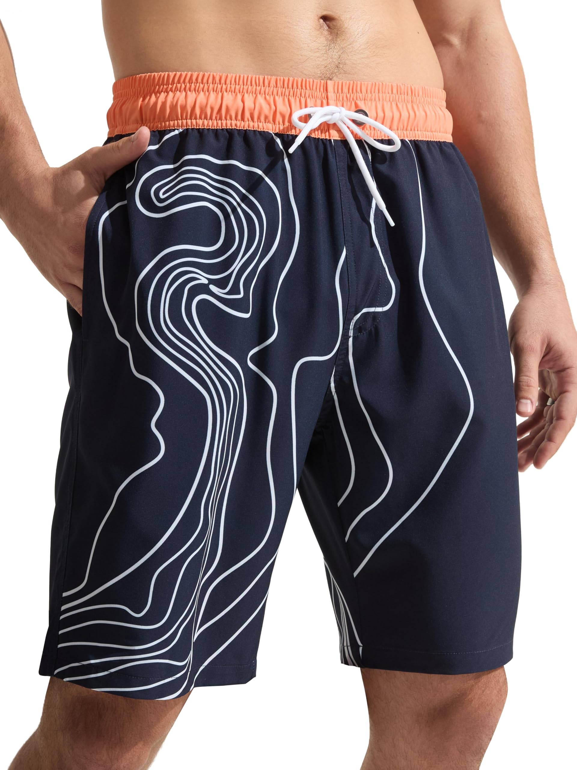 Arcweg Herren Badehose Lange Badeshorts Bedruckt Schnelltrocknend Elastischer Bund Leichte Schwimmhose Boardshorts Für Männer Strandurlaub & Freizeit S-XXL