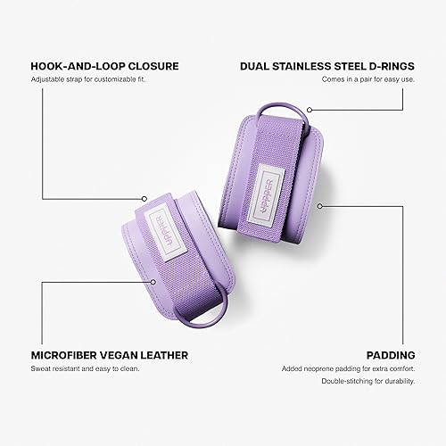 Miniatura 2 de UPPPER Correas de tobillo para máquinas de cable (par)  Doble anillo en D, ajustable, acolchado para mayor comodidad  Ideal para patadas,