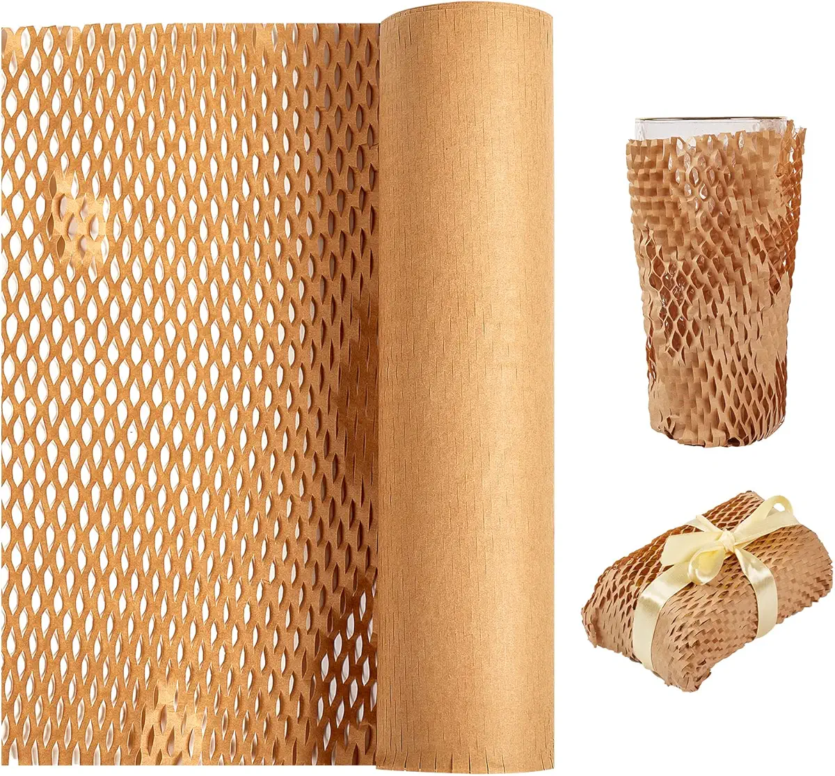 Bartlett Honeycomb Packing Paper for Shipping Recyclable Cushioning Wrap Roll 12&#34;x100&#39; Eco Friendly Perforated Wrapping Paper Protective Kraft Moving Suppliers for Packaging