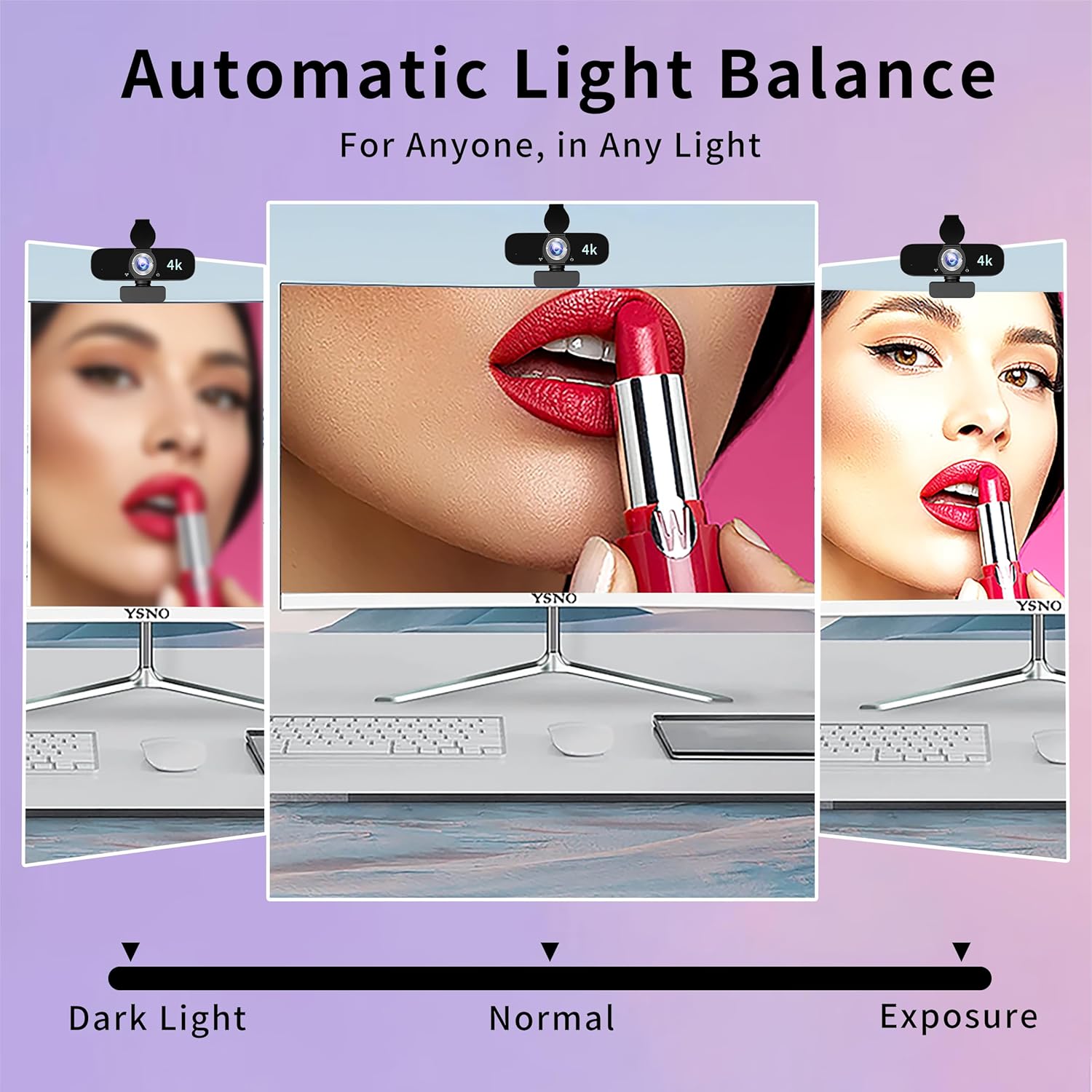 4K Webcam Camera for Computer, External Camera with Microphone, USB Plug&Play, Auto Low Light Correction, Privacy Cover, Tripod, Wide Angle for Meeting/Online Video/Zoom