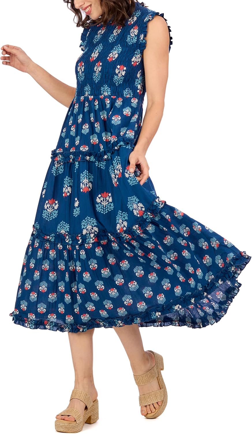 Mud Pie Womens Mud Pie Women's Ward Smocked Midi Dress - Image 3