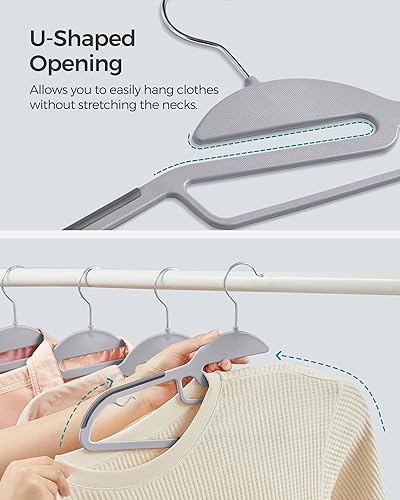 Miniatura 3 de SONGMICS Paquete de 30 perchas de plástico de alta calidad, resistentes, apertura en forma de S, antideslizante, duradero, ahorro de espacio, gancho