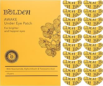 BOLDEN Awake Under Eye Patch | Eye Mask For Dark Circles, Puffiness & Discoloration | Brightening Eye Pads With Niacinamide, Alpha Arbutin, Tranexamic Acid & Vitamin C | 10 Pairs