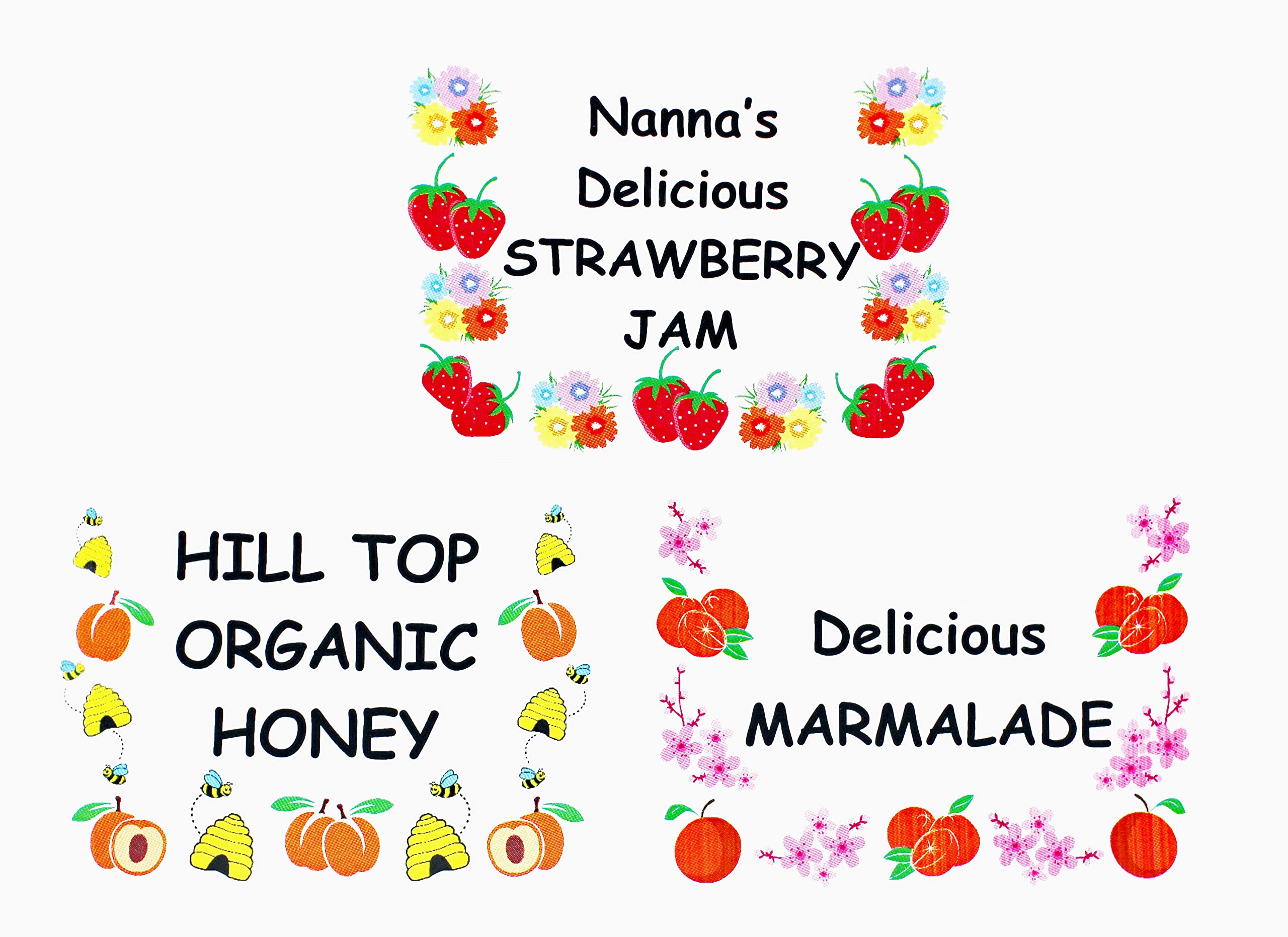 REVAY® Self Adhesive Decorative Jam Jar Stickers Labels, Pack of 72 Stickers