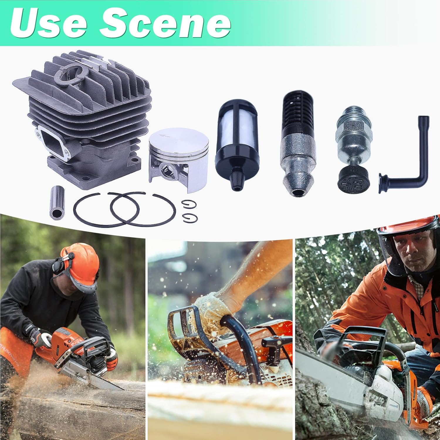 Adefol 52mm MS460 Cylinder Piston Kit for STIHL 046 MS460 Chainsaw Replacement Parts with Decompression Valve Fuel Oil Line Filter for 1128 120 1217