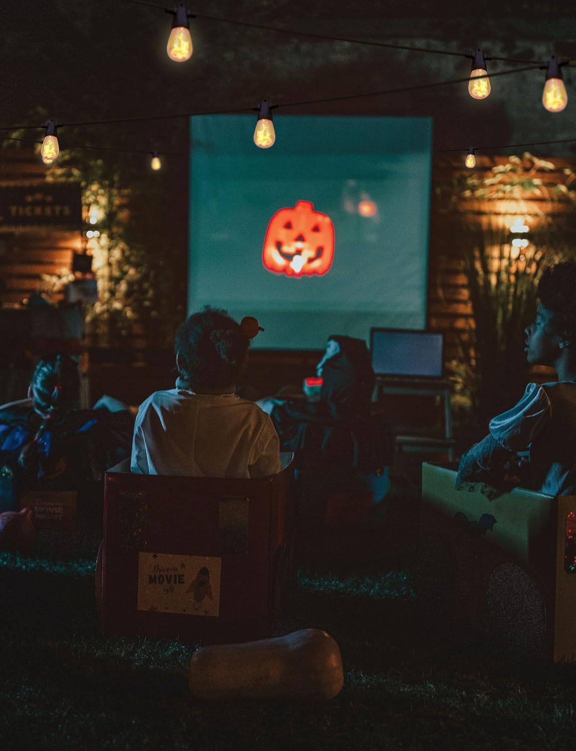 Brightech Ambience Pro Solar Powered LED Outdoor String Lights - 27 Ft Commercial Waterproof Patio Lights with Flaming, Flickering Bulbs - Shatterproof String Lights for Your Halloween, Porch, Deck