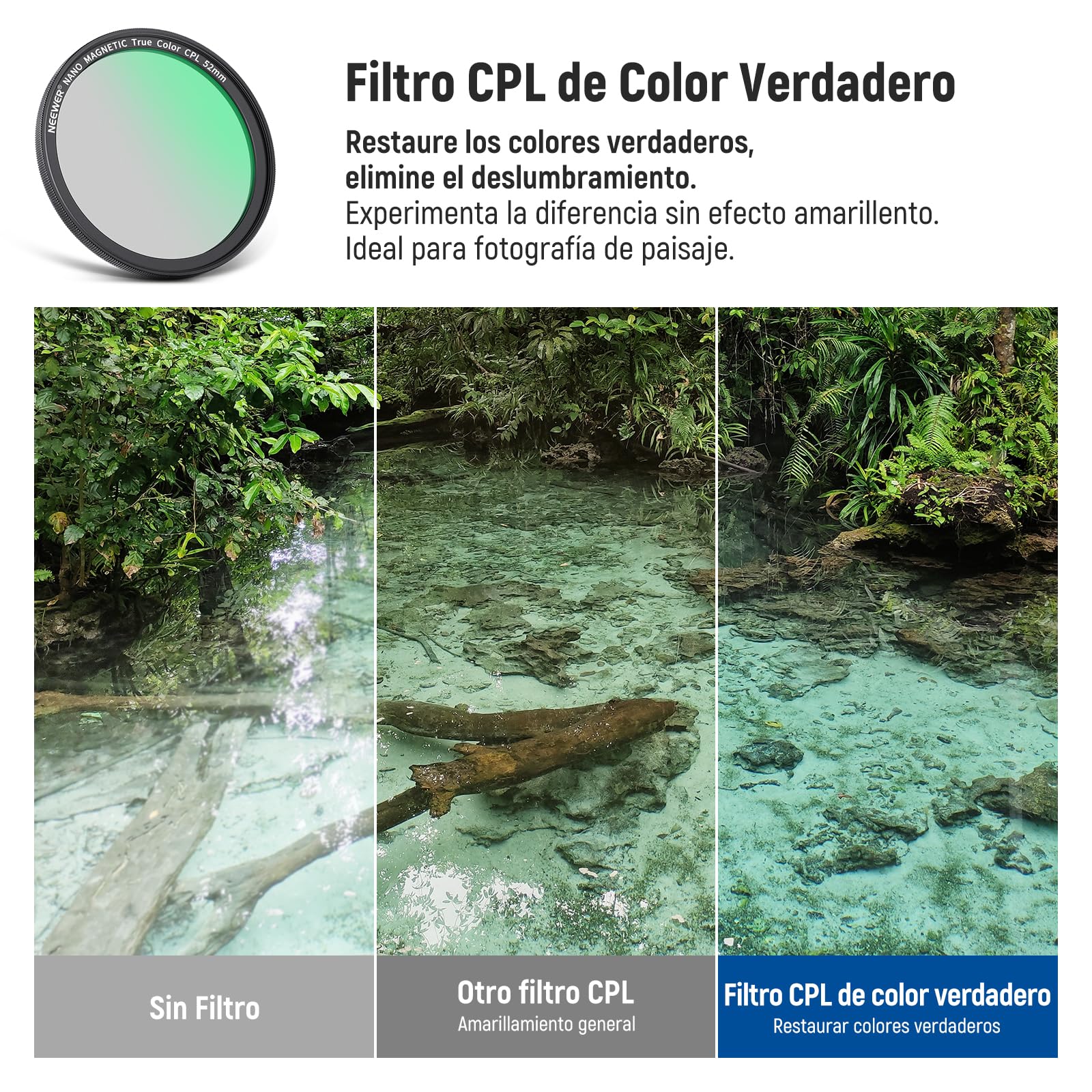 NEEWER Kit Filtro Magnético 52mm con Anillo Adaptador/Estrella de 4 Puntos/True Color CPL/Black Diffusion 1/4 Compatible con SmallRig NEEWER Jaula con Montura de Lente M para iPhone 14 13 12 Series