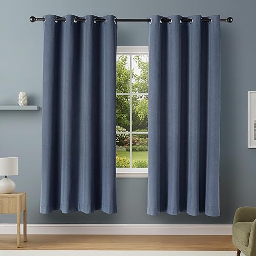 Tienda Basics Cortinas 100% opacas con ojales, 2 paneles, 52 x 84 pulgadas, azul marino