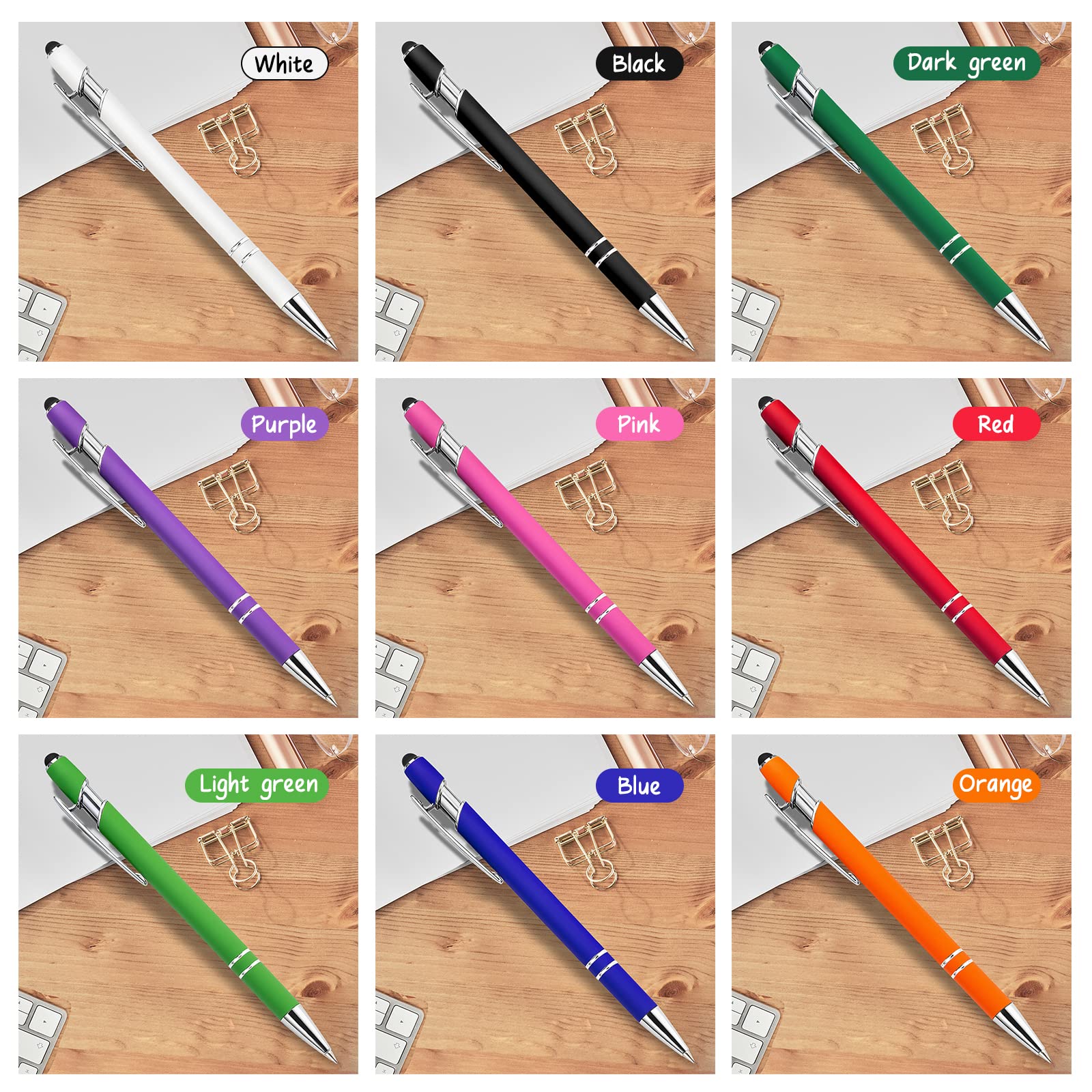 Personalisierter Kugelschreiber 60er Packung, Kugelschreiber mit eingraviertem Firmennamen und Logo, weicher schwarzer Tintenstift mit Touch-Metall-Büro, Geschenk für Jubiläen, Abschlüsse