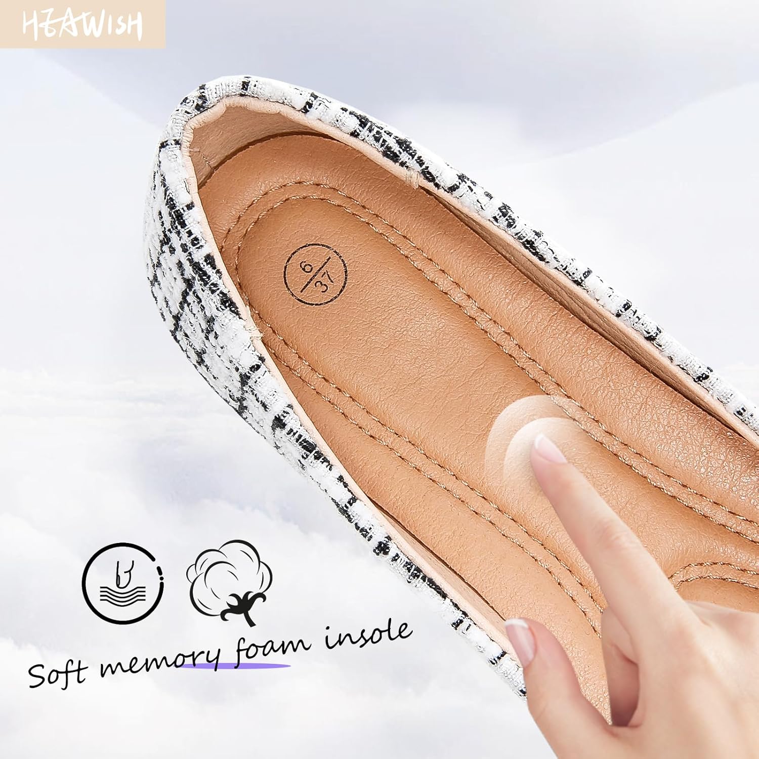 HEAWISH Women’s Round Toe Flats Shoes Ballet Flats Dressy Comfortable White Green Flats for Women - Image 4