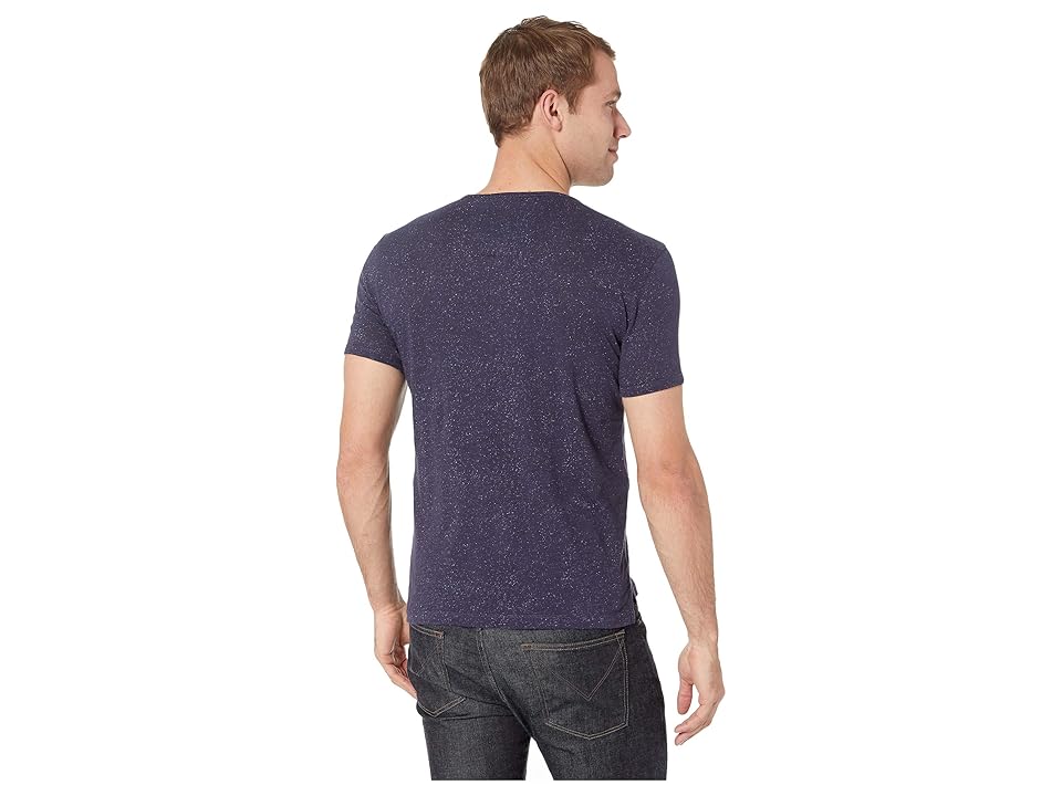 

John Varvatos Star U.S.A. Short Sleeve Henley in Splatter Print (Deep Blue) Men's Clothing