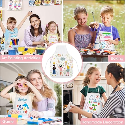 Miniatura 5 de Morcheiong Juego de delantales para niños de 3672 piezas, delantales de pintura para niños con bolígrafo de colores y plantilla de manualidades para