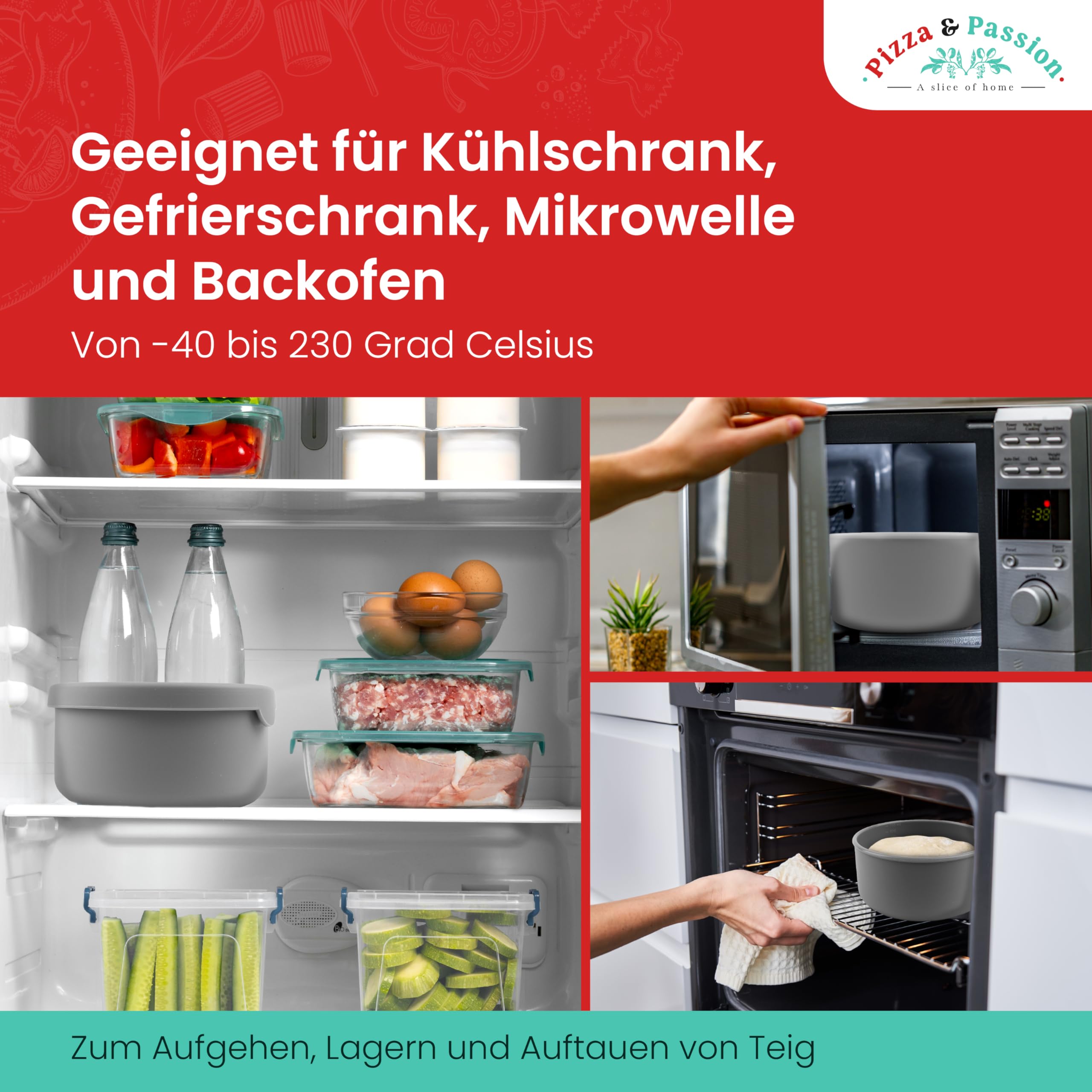 pizzateig aufbewahren kühlschrank Pizza&Passion Pizzaballenbox mit Deckel - 6er Set Pizza Teigbox aus Silikon - Antihaft Silikon Box - Pizzateig Geburtstag Color Option:36 colors Kinderkunst Bilderrahmen mit Aufbewahrung