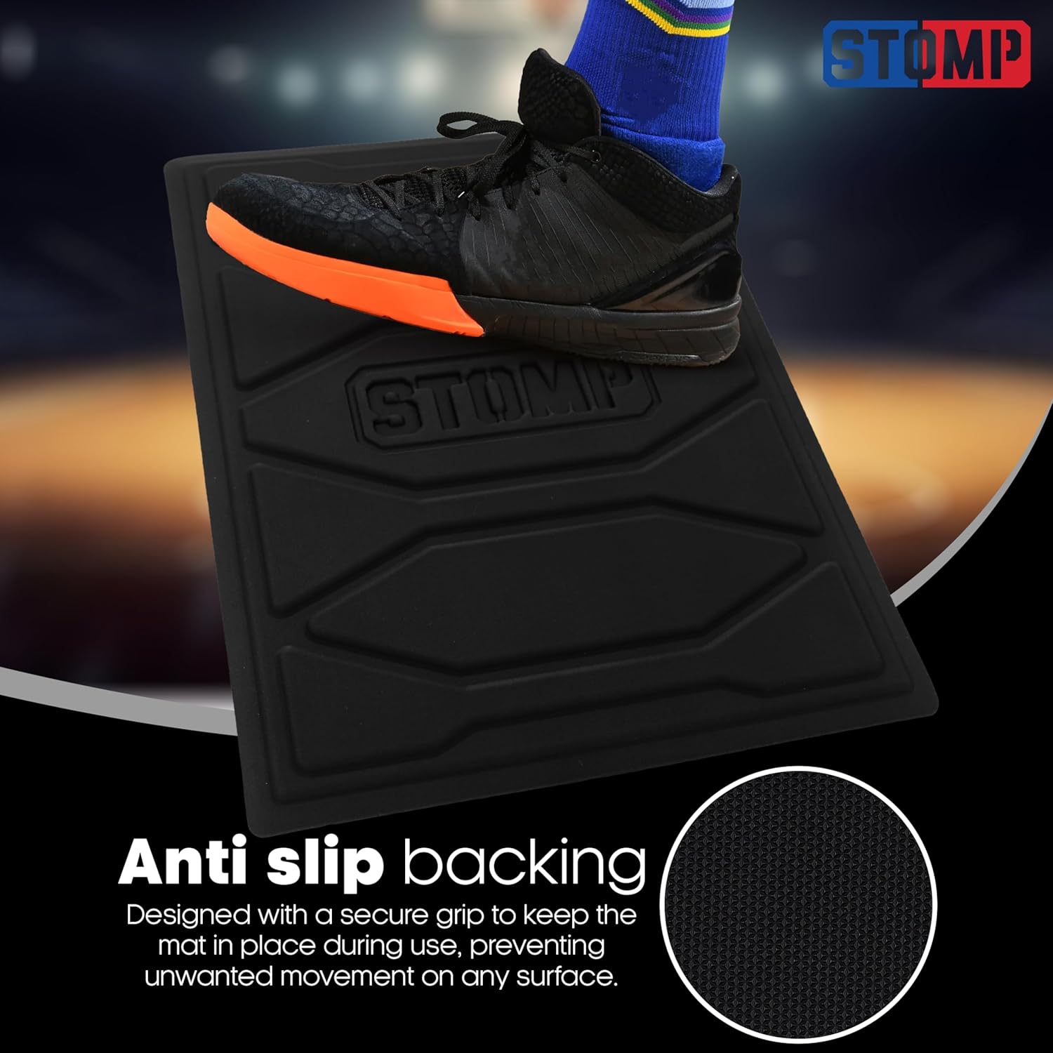 STOMP Athletics: Reusable Mini Traction Mat for Volleyball & Basketball Shoes - Alternative for Basketball Sticky Mats for Shoes - Durable & Non-Slip Shoe Cleaning Pad - 11"x15"