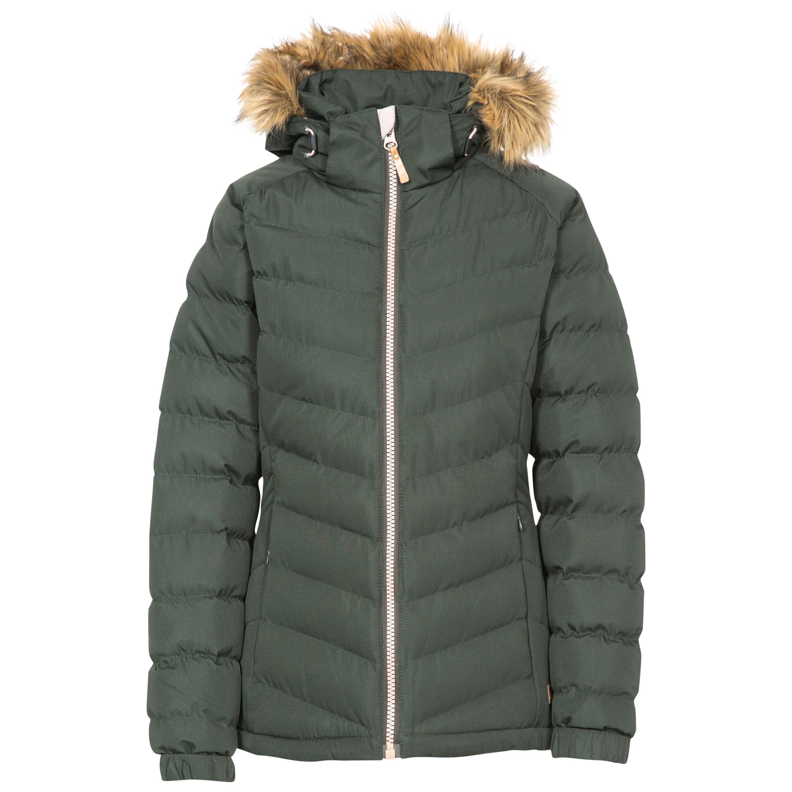 Trespass Nadina Women's Padded Hooded Casual Jacket Olive in Size - 14