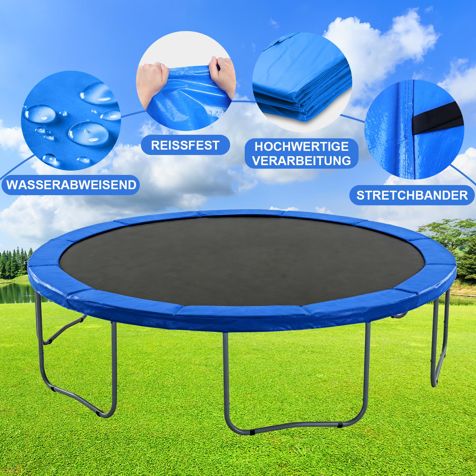 Trampolin Randabdeckung 306cm Außendurchmesser Trampolin Umrandung Federabdeckung Trampolin Randschutz UV-beständig Reißfest Trampolinzubehör Sicherheitsmatte