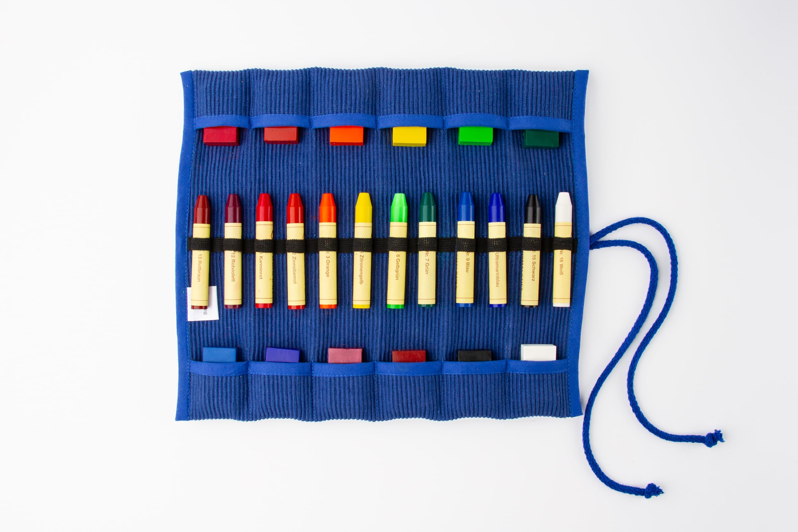 wax crayon waldorf case for Stockmar (blue 12 loops filled)
