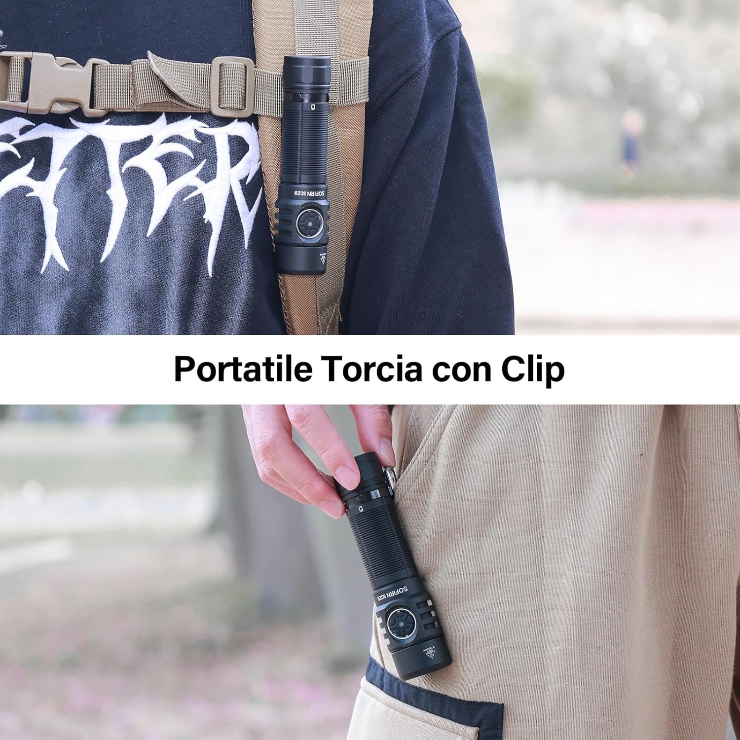 Sofirn SC29 Torcia USB C Ricaricabile Led 3000 Lumen Super Luminosa EDC Mano per Sport all'Aperto Escursioni Campeggio