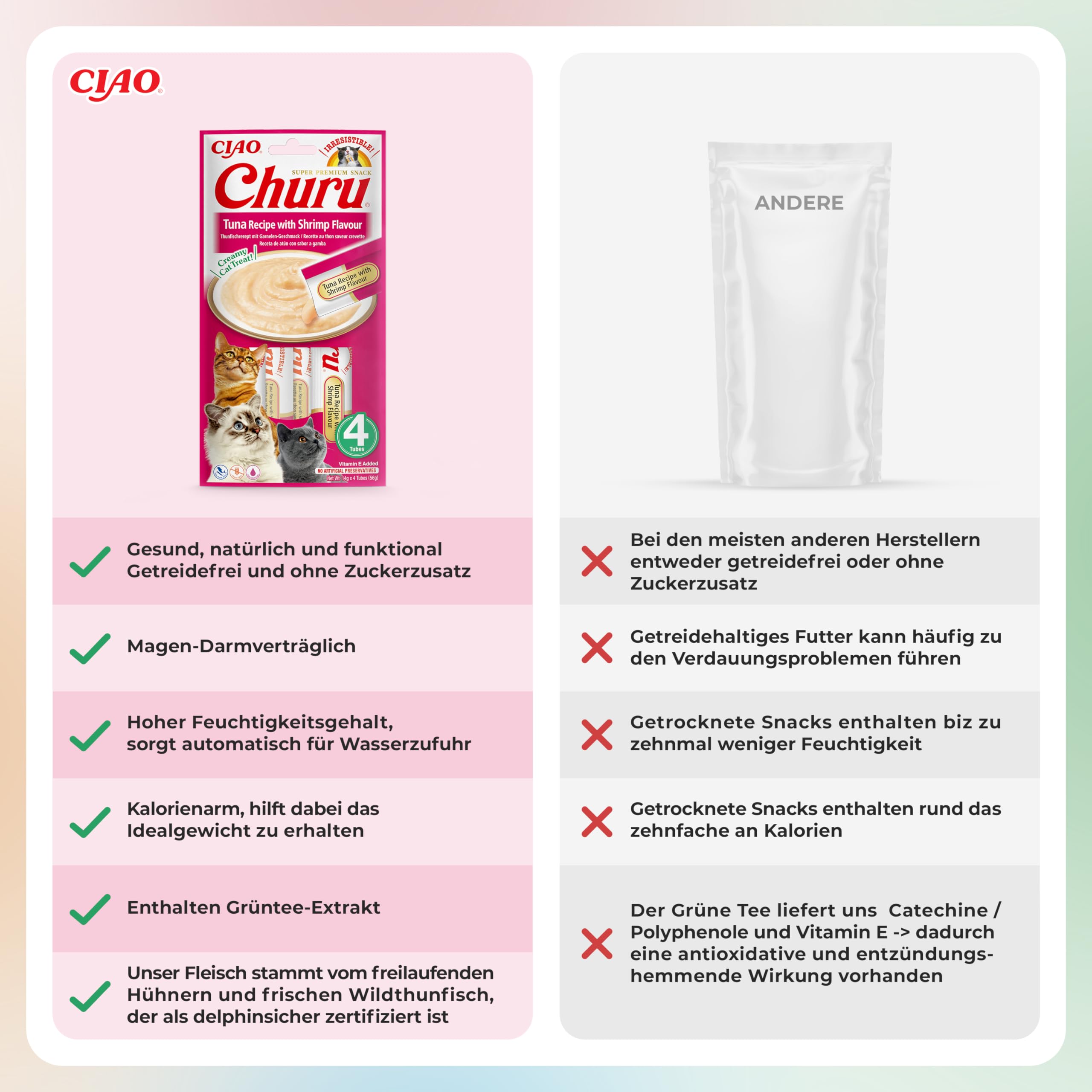 Ciao Churu Sticks by INABA Cat Treat, Tuna & Shrimp Flavour 12 Pack (48 x 14g total) / Soft & Creamy Cat Treat - Image 3