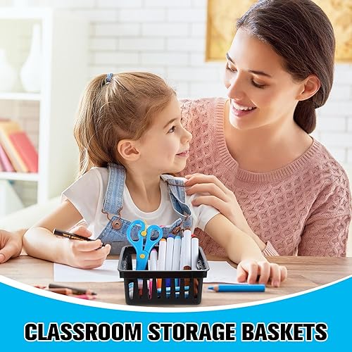 Miniatura 6 de Tatuo 24 cestas de plástico pequeñas para el aula, canastas de almacenamiento a granel para organizar contenedores de lápices de crayón,