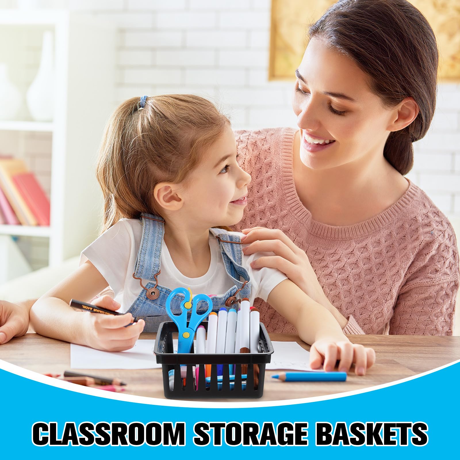 Tatuo 24 cestini piccoli in plastica per organizzare pastelli, matite, contenitori organizer per il rientro a scuola, regalo, ufficio, scrivania, cassetto casa, 13 x 13 x 6 cm (nero)
