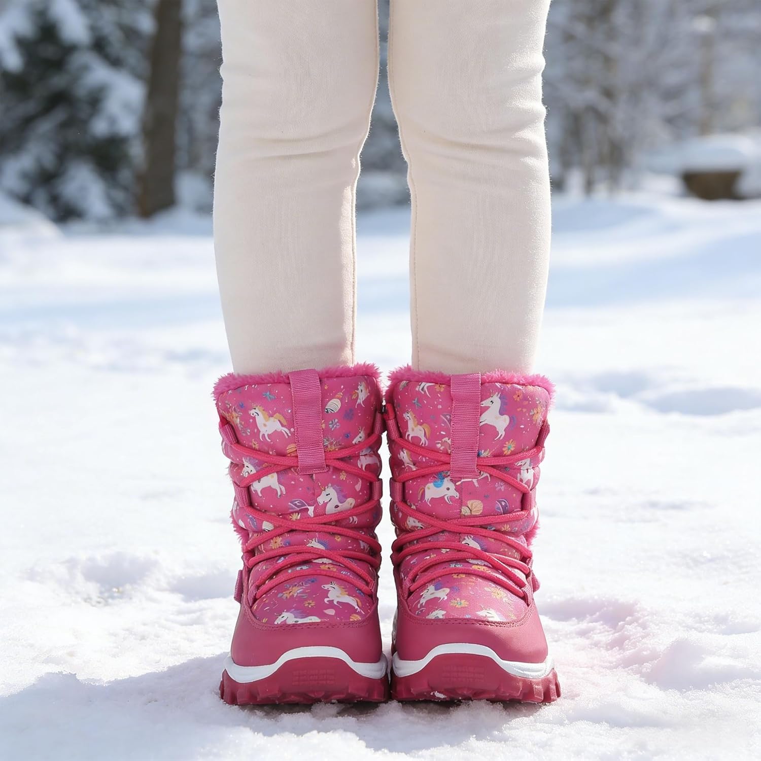 FANTURE Winter Snow Boots for Boy and Girl Outdoor with Fur Lined(Toddler/Little Kids) - Image 2